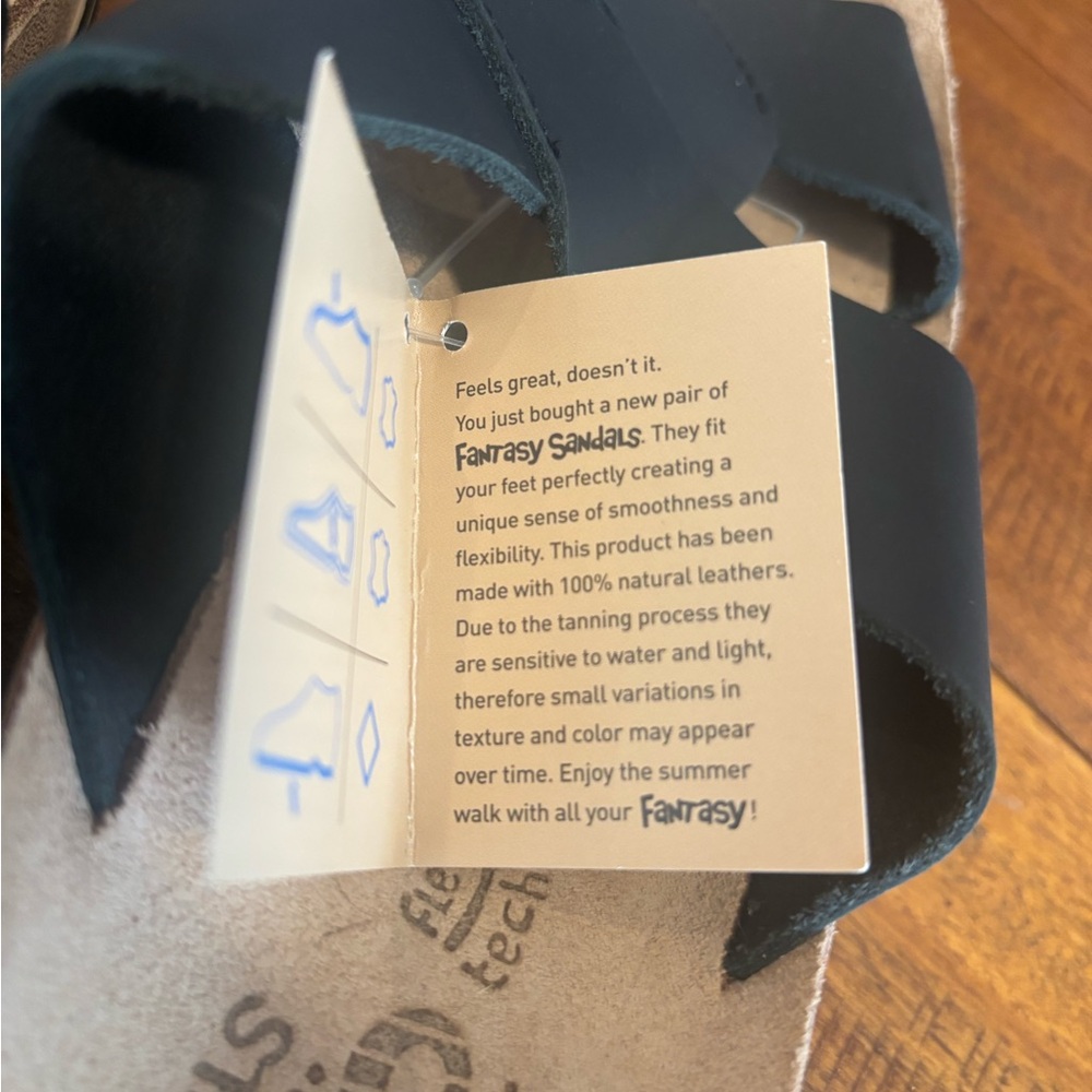 NWT Fantasy Sandals Black Women's Slide Sandals made in Greece - Picture 2 of 5